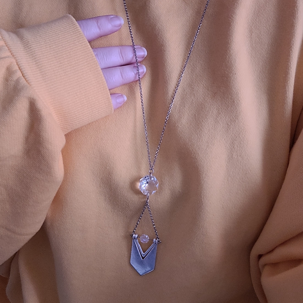 *One of a kind* silver and crystal chevron necklace